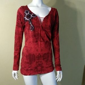 Red VNeck Affliction Shirt
